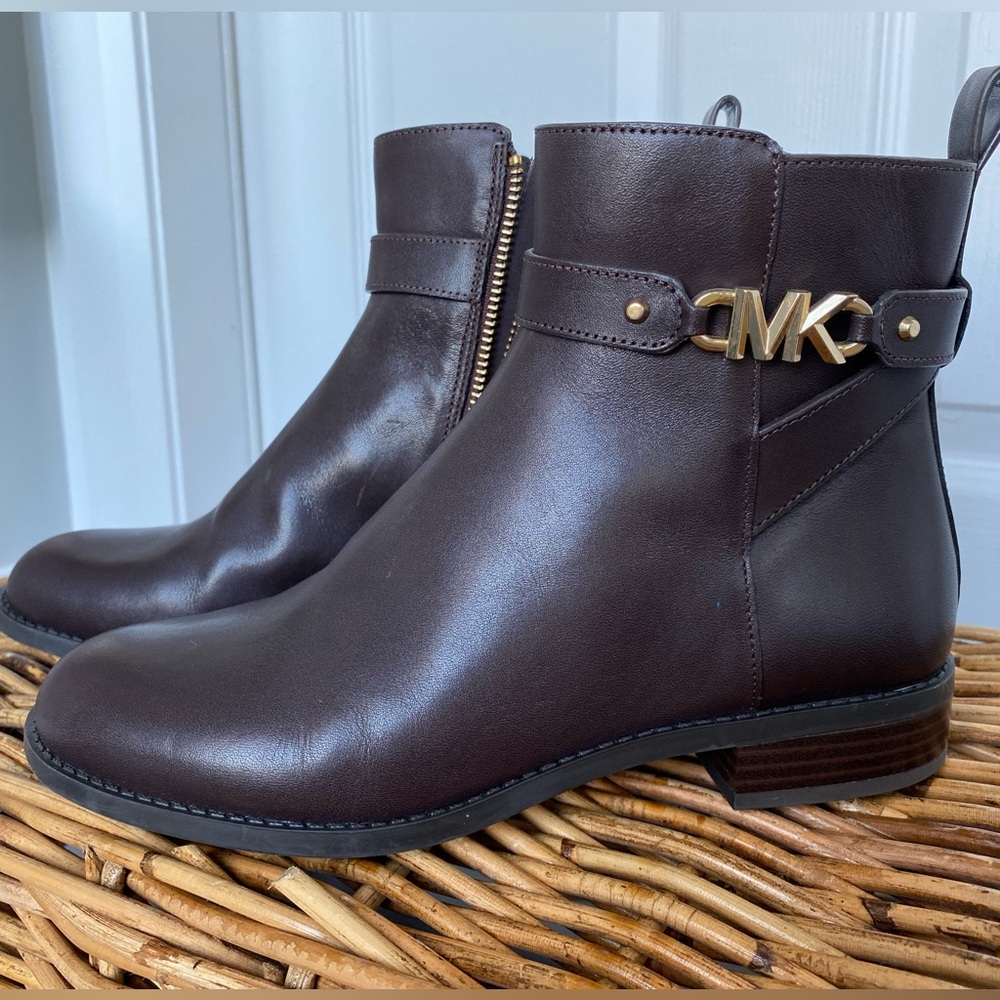 Michael Kors Brown Ankle Boots with Gold Hardware